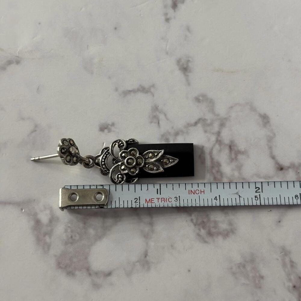 Rectangular Onyx And 925 Sterling Silver Dangling… - image 4